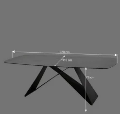 Wohnen 220x76x110 Tisch in Marmoroptik Keramikplatte - Vainy
