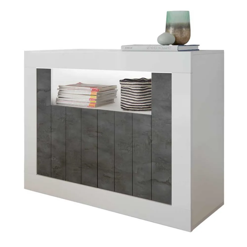 Wohnen 110x86x43 Türen Kommode in Grau Dekor - Voskala