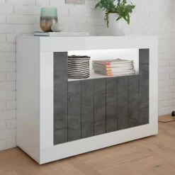 Wohnen 110x86x43 Türen Kommode in Grau Dekor - Voskala