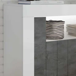 Wohnen 110x86x43 Türen Kommode in Grau Dekor - Voskala