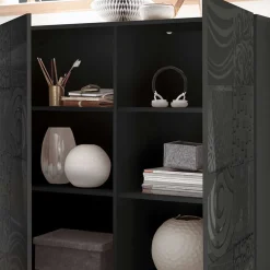 Wohnen 121x111x42 Türen-Kommode in Grau Glanz - Ipatal