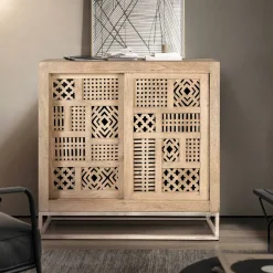 Wohnen 90x90x40 Türen-Kommode mit Ethno Flair - Valuta