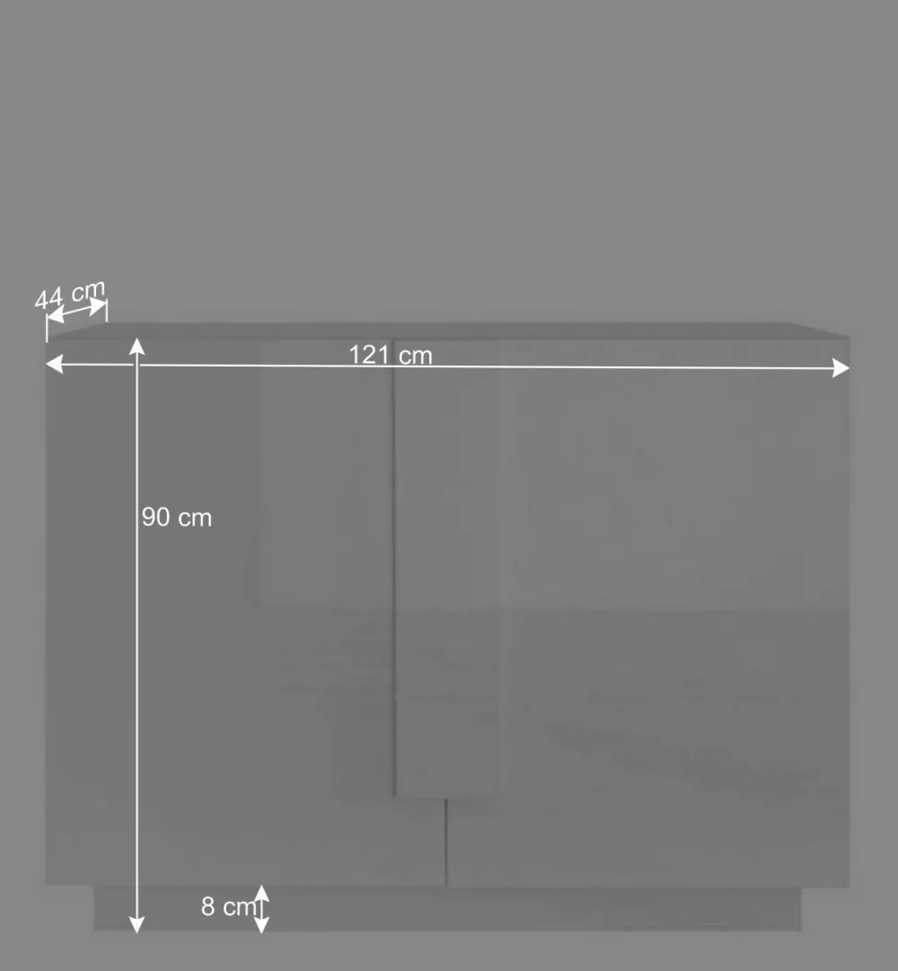 Wohnen 121x90x44 2-türige Kommode auf Sockel - Kerym