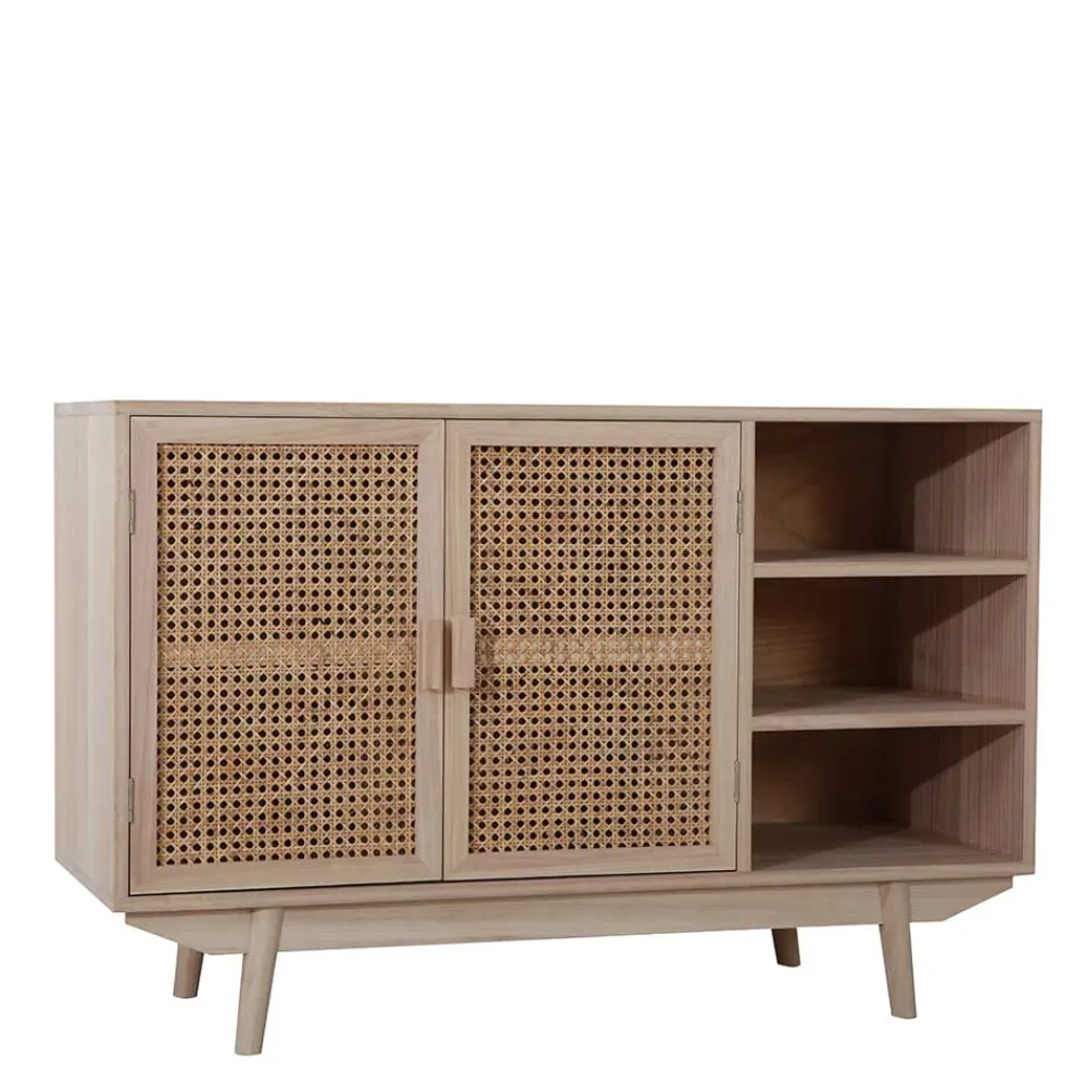 Wohnen 100x65x36 2-türige Kommode mit drei offenen Fächern - Oncinasa