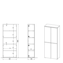 Wohnen 80x197x40 2-türiger Aktenschrank in Wildeiche Optik - Contrage