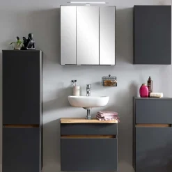 Wohnen 40x135x35 2-türiger Badschrank in Dunkelgrau - Agiruan