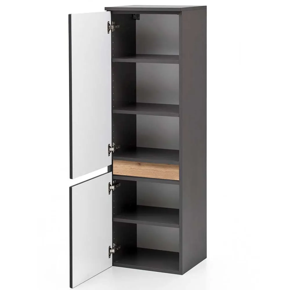 Wohnen 40x135x35 2-türiger Badschrank in Dunkelgrau - Agiruan