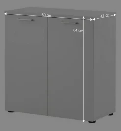 Wohnen Büroschränke*80x84x41 2-türiger Officeschrank in Lichtgrau - Bowsla