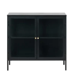 Wohnen Wohnzimmerschränke|Vitrinen*90x85x40 2-türiger Schrank aus Glas & Metall - Butoaie