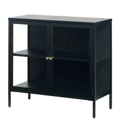 Wohnen Wohnzimmerschränke|Vitrinen*90x85x40 2-türiger Schrank aus Glas & Metall - Butoaie