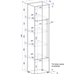 Wohnen 50x200x40 3-türiger Schrank in Anthrazit - Ahilav