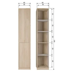 Wohnen 40x199x40 2-türiger Schrank in Eiche Furnier - Ewana