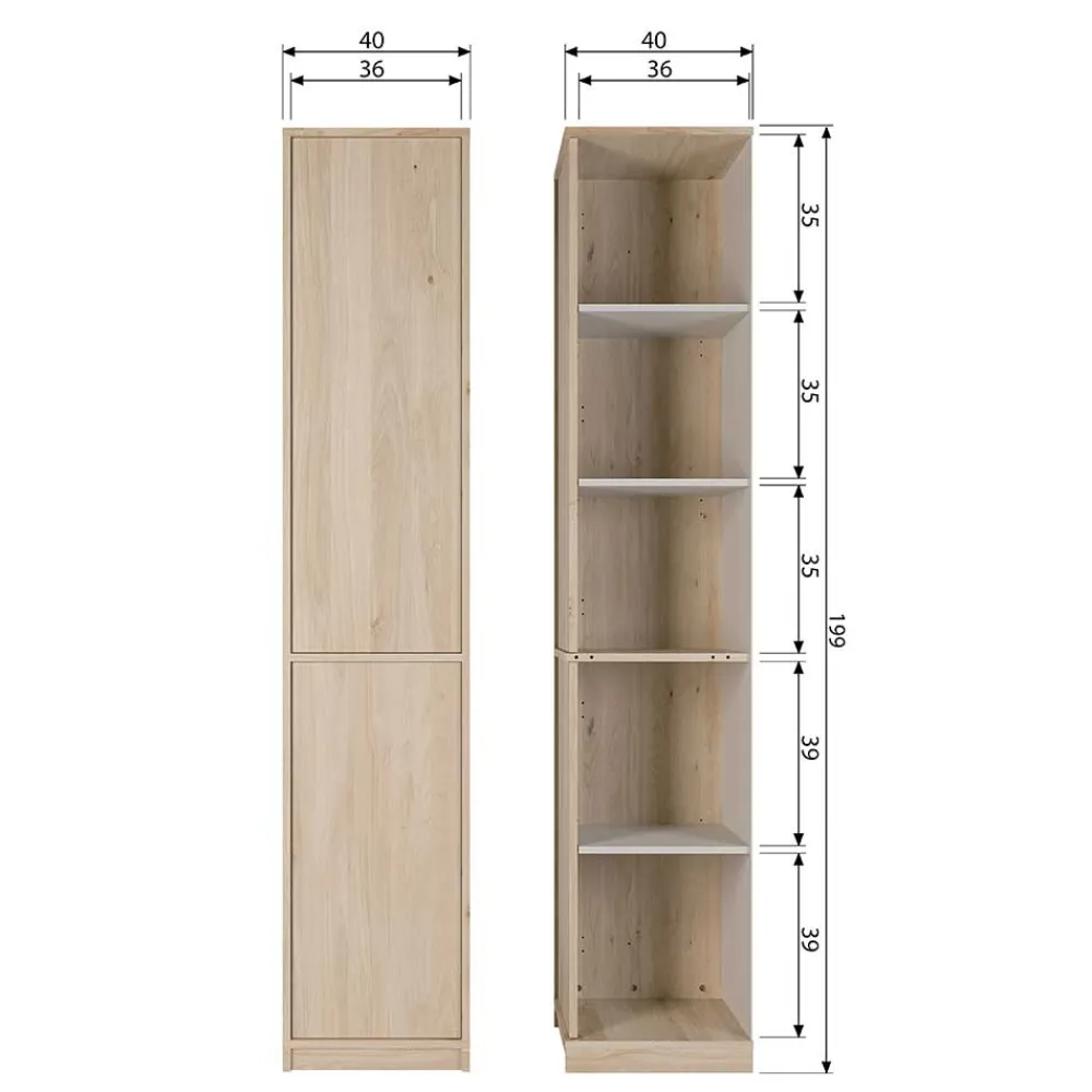 Wohnen 40x199x40 2-türiger Schrank in Eiche Furnier - Ewana