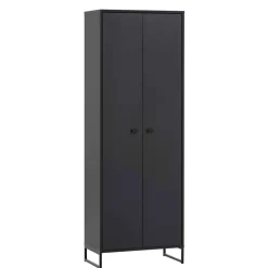 Wohnen 60x170x33 2-türiger Schuhschrank in Schwarz - Anderian