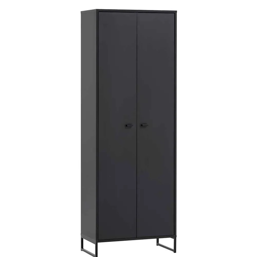 Wohnen 60x170x33 2-türiger Schuhschrank in Schwarz - Anderian