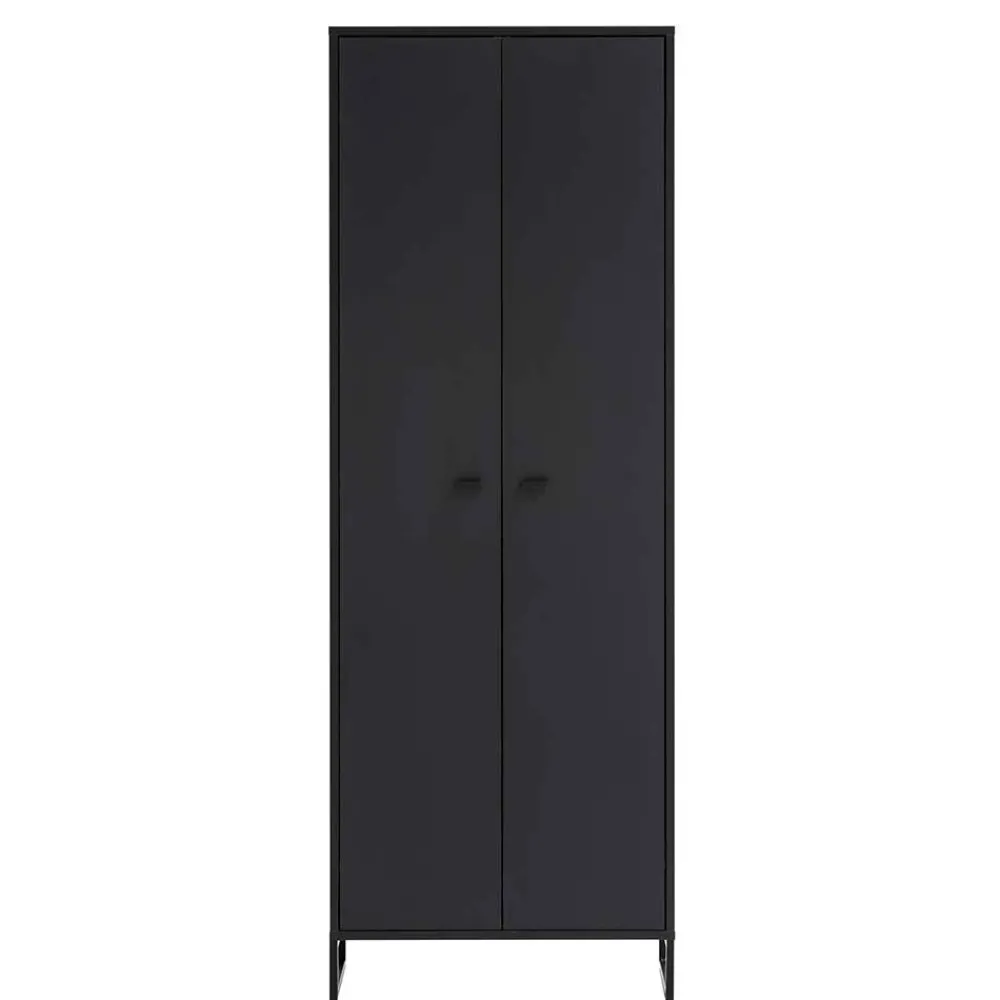 Wohnen 60x170x33 2-türiger Schuhschrank in Schwarz - Anderian