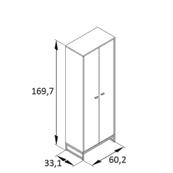 Wohnen 60x170x33 2-türiger Schuhschrank in Schwarz - Anderian