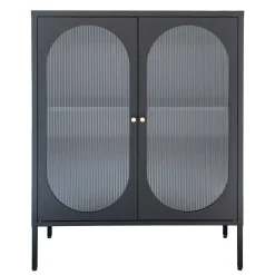 Wohnen 90x110x35 2-türiger Vitrinenschrank in Schwarz - Housten