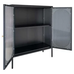 Wohnen 90x110x35 2-türiger Vitrinenschrank in Schwarz - Housten