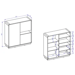 Wohnen 122x126x40 2-türiges Highboard mit Fach - Ilunas