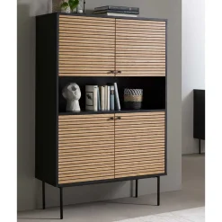 Wohnen 100x155x40 4-türiges Highboard mit offenem Fach - Varaba