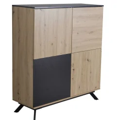 Wohnen Schwarze Möbel|Wohnzimmerschränke*110x125x40 4-türiges Highboard modern - Heraklion