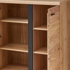 Wohnen Schwarze Möbel|Sideboards & Kommoden*123x121x42 3-türiges Highboard teilmassiv - Latenda