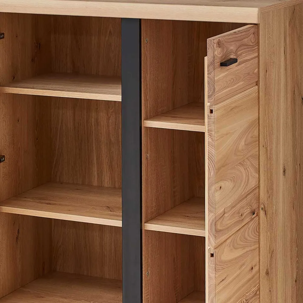 Wohnen Schwarze Möbel|Sideboards & Kommoden*123x121x42 3-türiges Highboard teilmassiv - Latenda