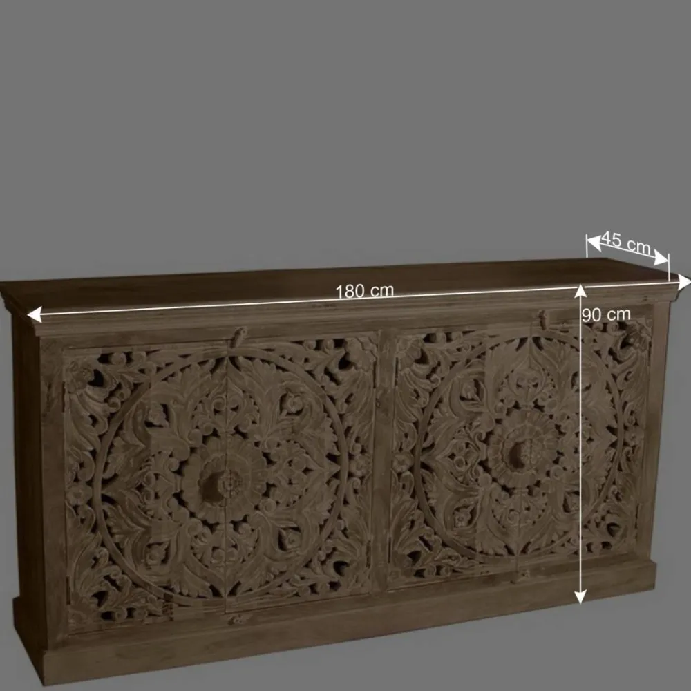Wohnen 180x90x45 4-türiges Sideboard im Ethno Stil - Runiasa