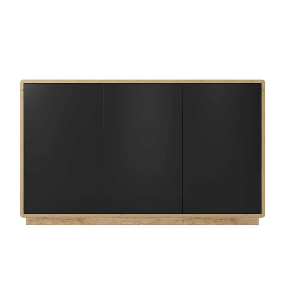 Wohnen 160x75x40 3-türiges Sideboard in Schwarz - Ilunas