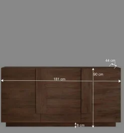 Wohnen 181x90x44 3-türiges Sideboard mit Sockelgestell - Basento