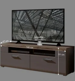 Wohnen 140x51x47 TV Element in Grau & Eiche - Fraguca