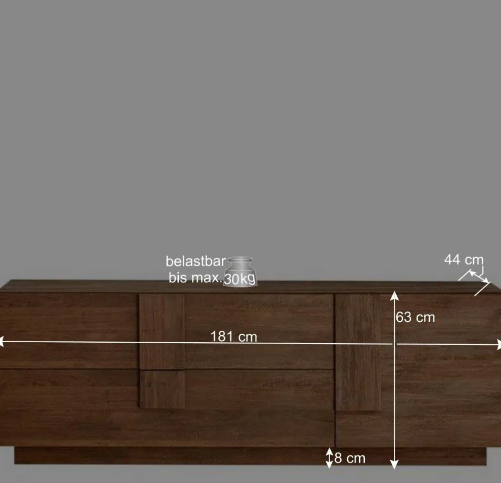 Wohnen Lowboards|Tv & Hifi-Möbel*181x63x44 TV Kommode in Holzoptik - Basento