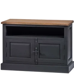 Wohnen Vintage Möbel|Sideboards & Kommoden*100x70x40 TV Kommode in Schwarz & Teak - Niovan