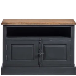 Wohnen Vintage Möbel|Sideboards & Kommoden*100x70x40 TV Kommode in Schwarz & Teak - Niovan