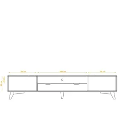 Wohnen Sideboards & Kommoden|Sideboards & Kommoden*220x48x40 TV Kommode in Weiß & Wildeiche - Diesta