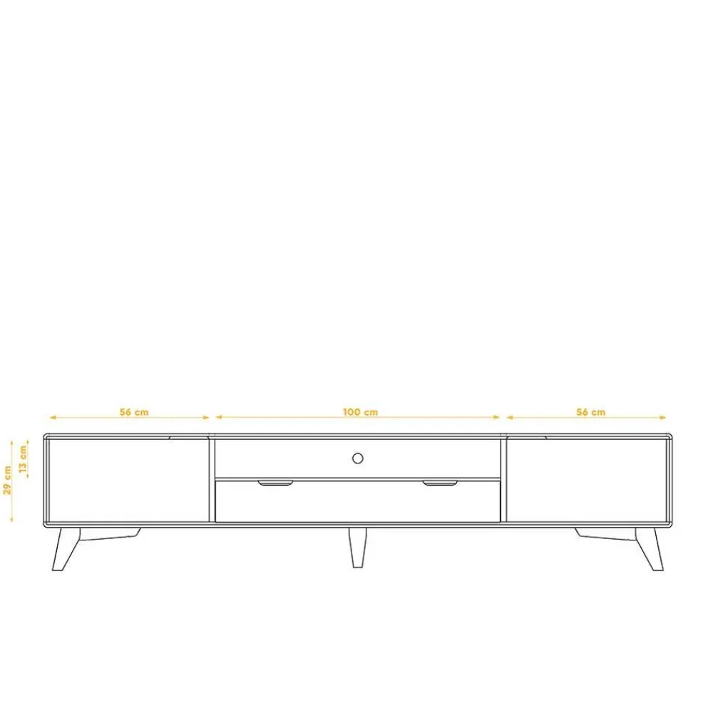 Wohnen Sideboards & Kommoden|Sideboards & Kommoden*220x48x40 TV Kommode in Weiß & Wildeiche - Diesta