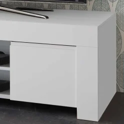 Wohnen 138x44x42 TV Lowboard in Weiß lackiert - Mikes