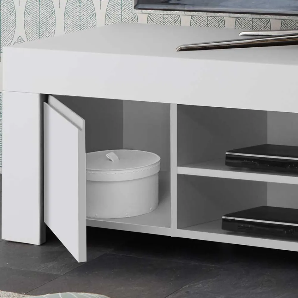 Wohnen 138x44x42 TV Lowboard in Weiß lackiert - Mikes