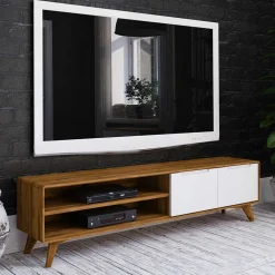Wohnen Weiße Möbel|Sideboards & Kommoden*180x48x40 TV Möbel in Wildeiche & Weiß - Diesta