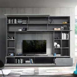 Wohnen Wohnwände|Wohnwand*277x209x40 TV Mediawand in Grau zweifarbig - Mitalona