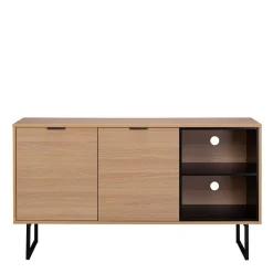 Wohnen 140x76x40 TV Phonoschrank in Eiche & Schwarz - Brausca