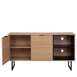 Wohnen 140x76x40 TV Phonoschrank in Eiche & Schwarz - Brausca