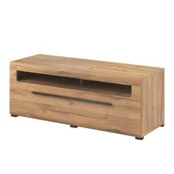 Wohnen 140x52x50 TV Unterschrank in Eiche Optik mit Schwarz - Aberdeen