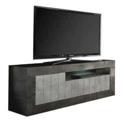 Wohnen 138x56x43 TV Unterschrank in Grau zweifarbig - Dionassa