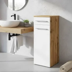 Wohnen 30x79x35 Unterschrank fürs Bad in Weiß & Wildeiche - Yazemina