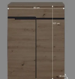 Wohnen 80x107x38 Vertiko für Schuhe in Wildeiche Optik - Kuetra