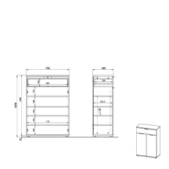 Wohnen 75x108x37 Vertiko für Schuhe in Wildeiche Dekor - Esdrusca