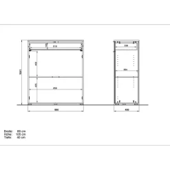 Wohnen 89x105x40 Vertiko in Weiß Glas & Eiche - Reestyl