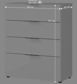 Wohnen 83x101x42 Vier-Schubladen-Kommode in Weiß - Thima